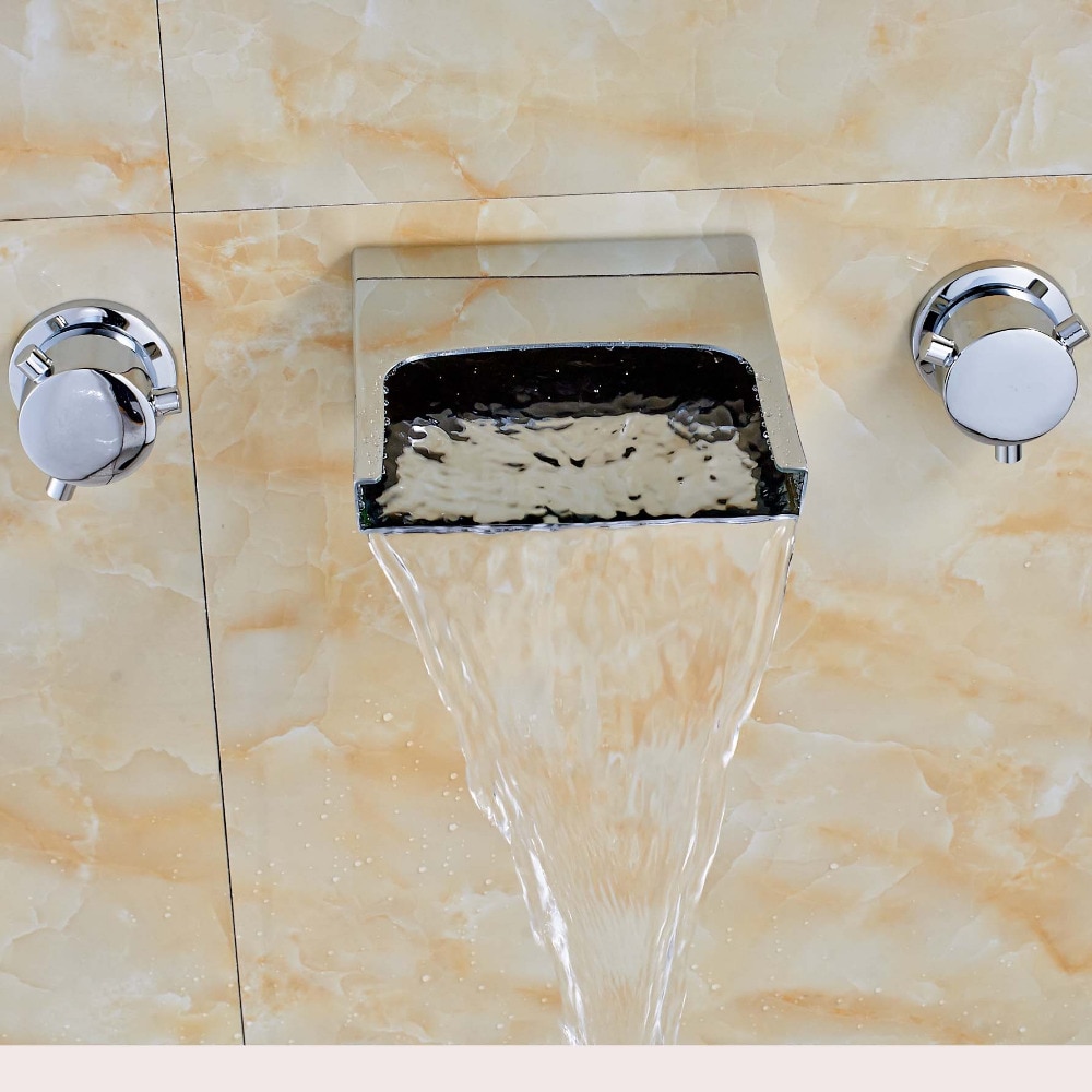  簢   ũ  ũ   ͼ    /Contemporary Square Waterfall Spout Chrome Polish Sink Tub Faucet Mixer Tap Ceramic Valve Fauce